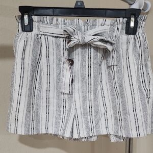 Sienna Sky High Waist Striped Shorts - Black and White